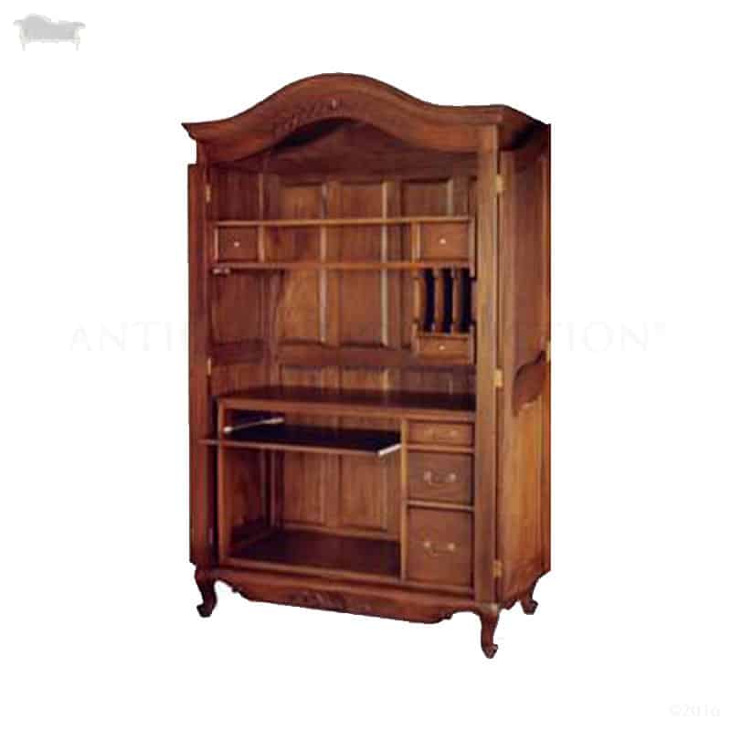 French Armoire Computer Desk Cabinet Antique Reproduction  Antique Reproduction Shop