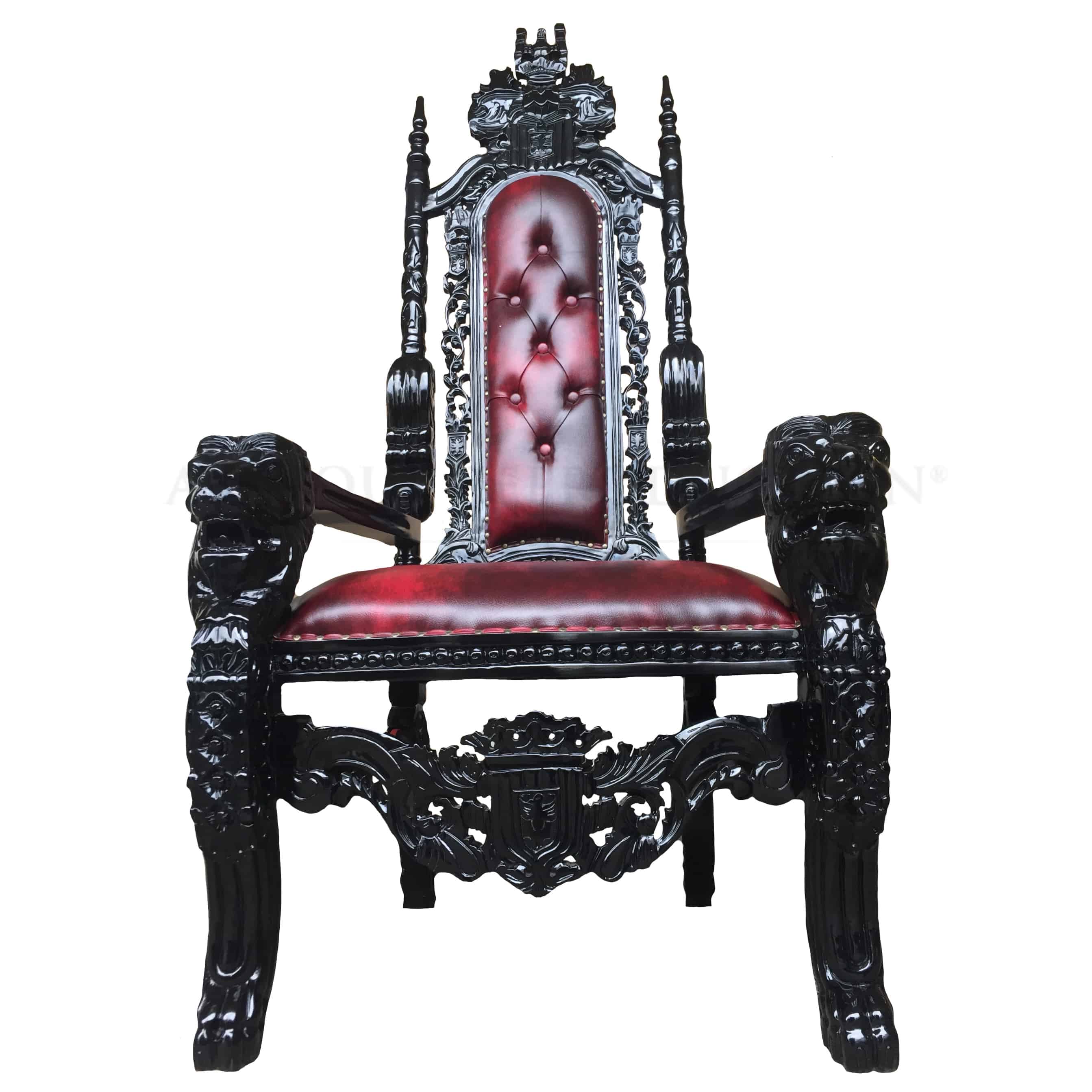 Gothic Black Lion King Throne Chair Antique Reproduction