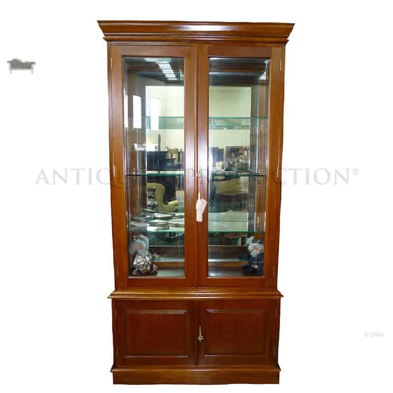 Bookcase Tall 2 Door Display Cabinet Antique Reproduction