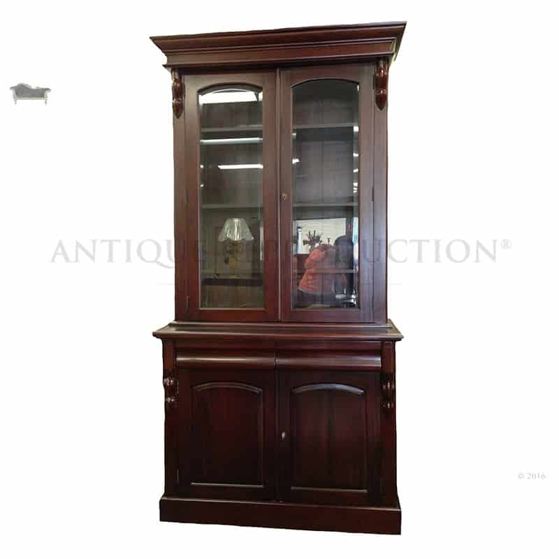 Bookcase Victorian 2 Door Tall Antique Reproduction 
