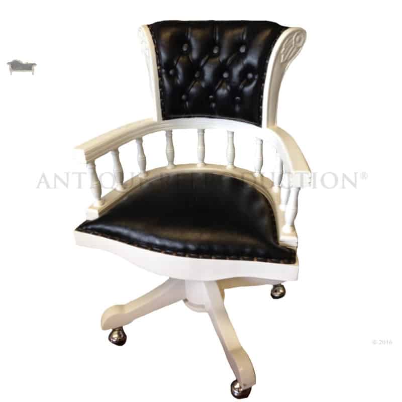 Captains Chair French Provincial White, White Leather Captains Chair