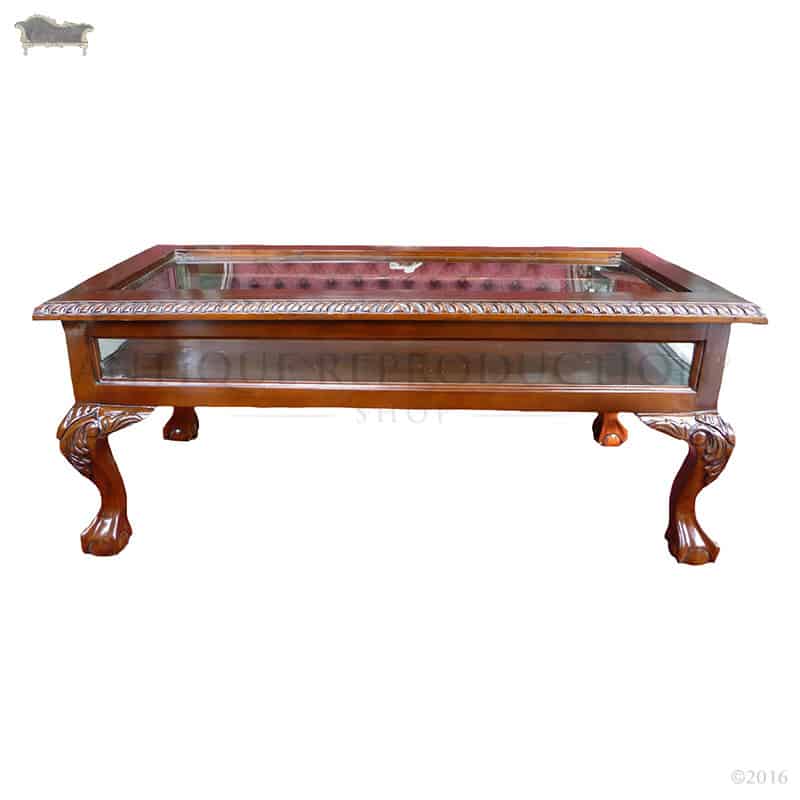 Chippendale Coffee Table With Glass, Display Coffee Table Australia