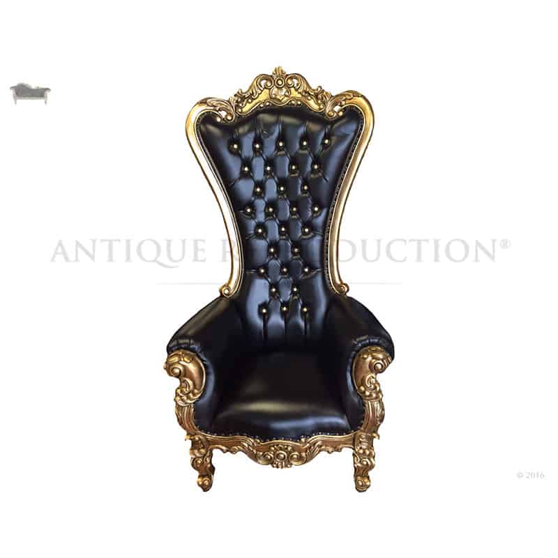 French Provincial Alice Throne Chair Antique Gold And Black Leather french-provincial-alice-throne-chair-antique-gold-and- - French Provincial Alice Throne Chair Antique Gold And Black Leather