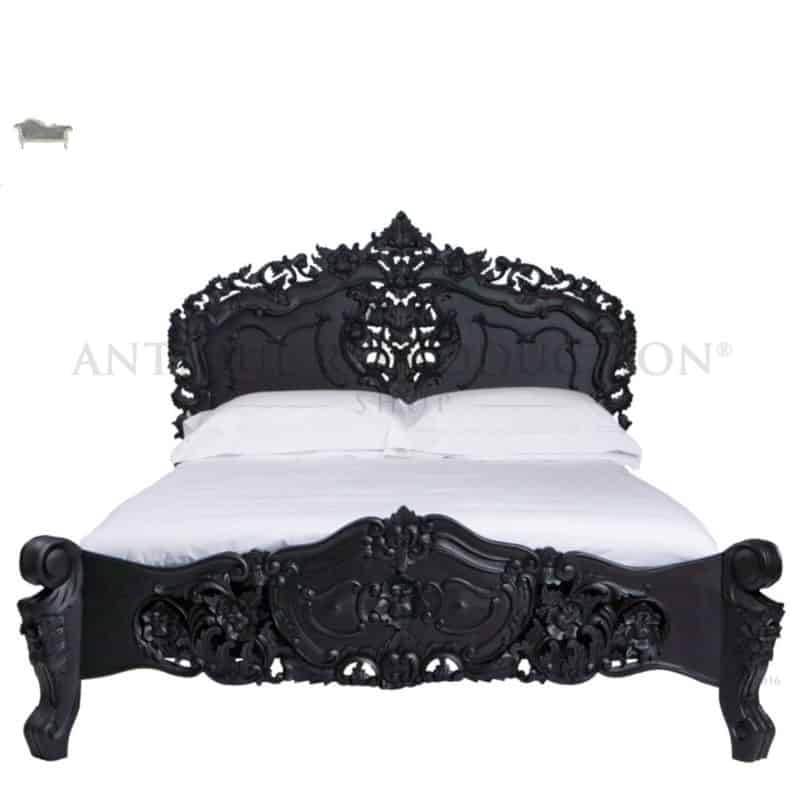 French Provincial Baroque Rococo Bed Black Antique Reion French Provincial Baroque Rococo Bed, French Provincial King Size Bed Frame