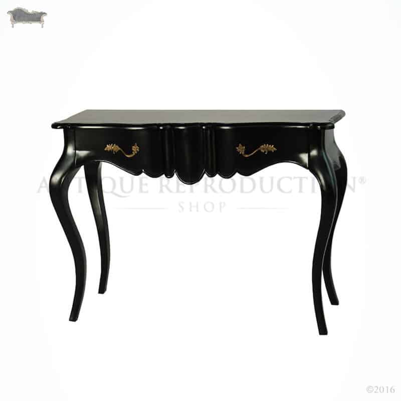 French Provincial Neo Noir Console Hall Table 2 Drawer Black