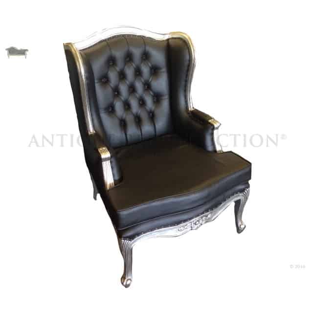 French Provincial Plain Wing Chair Antique Silver and ...