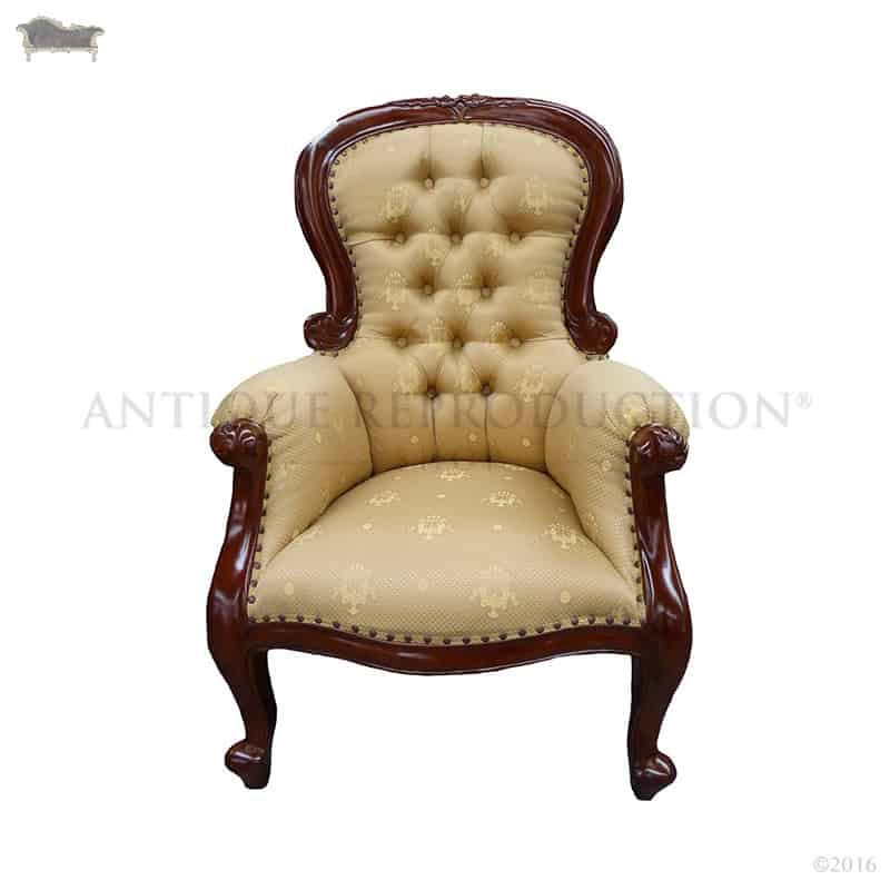 Grandfather Chair Victorian Antique Reproduction In Gold - Antique grandfather-chair-victorian-antique-reproduction-in-gold - Grandfather Chair Victorian Antique Reproduction In Gold - Antique