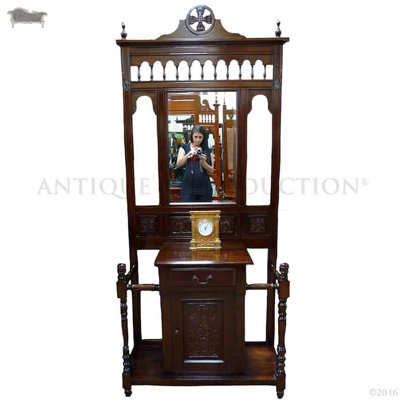 Hall Stand F With Mirror Mahogany Antique Reproduction Antique