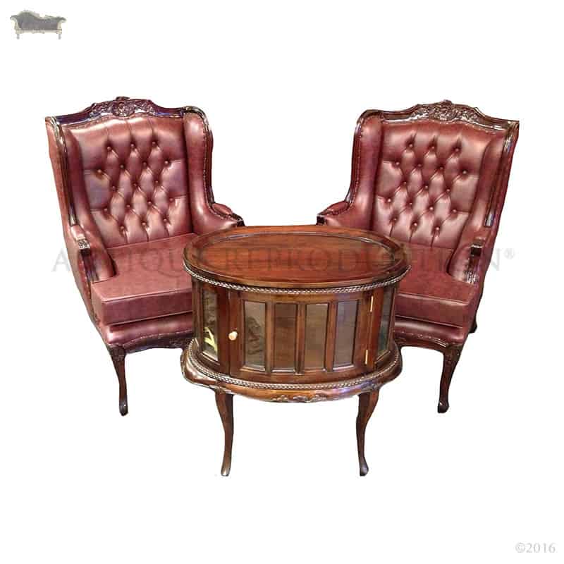 Louis Antique Reproduction Wing Chairs With Matching Drinks Cabinet louis-antique-reproduction-wing-chairs-with-matching-drinks- - Louis Antique Reproduction Wing Chairs With Matching Drinks Cabinet