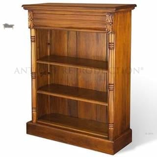 Open Bookcase Colonial Low Antique Reproduction Mahogany Antique