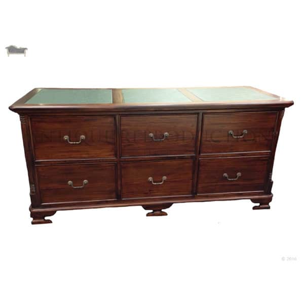Partner's Desk Filing 6 Drawer Chest Large Sideboard Antique