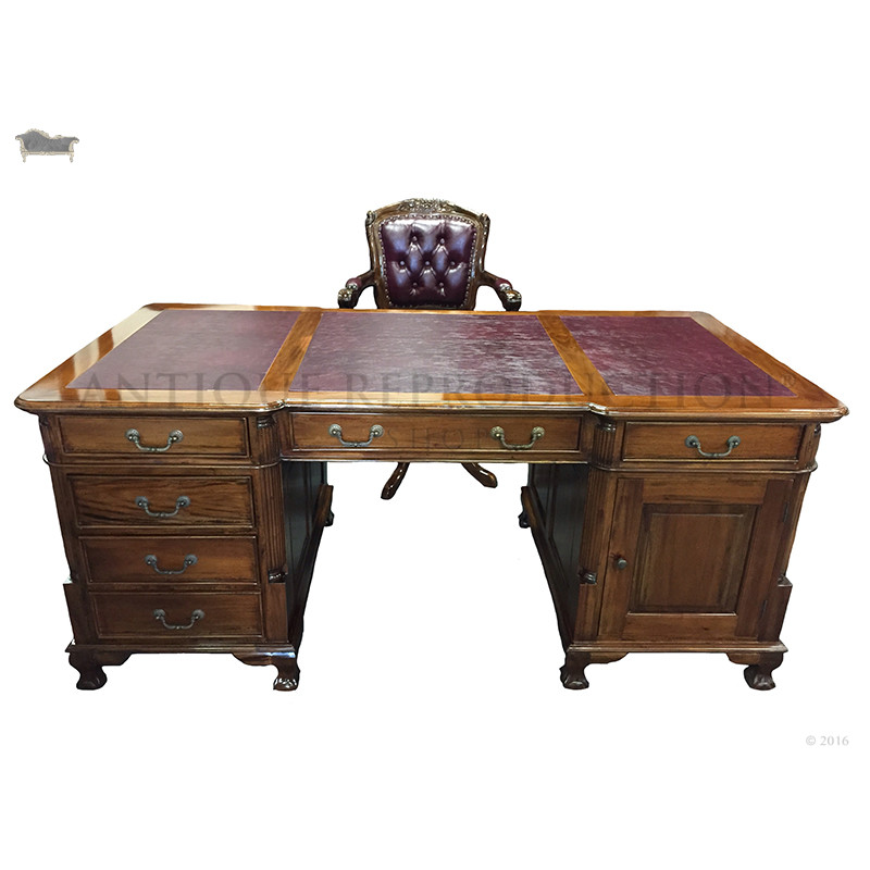 Partner's Office Writing Desk 180cm And Office Chair Antique partners-office-writing-desk-180cm-and-office-chair- - Partner's Office Writing Desk 180cm And Office Chair Antique