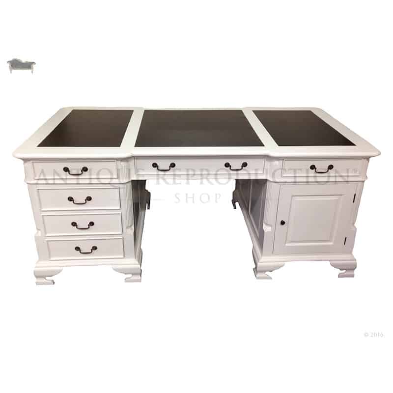 Partner S Office Writing Desk 180cm In Antique White With Black