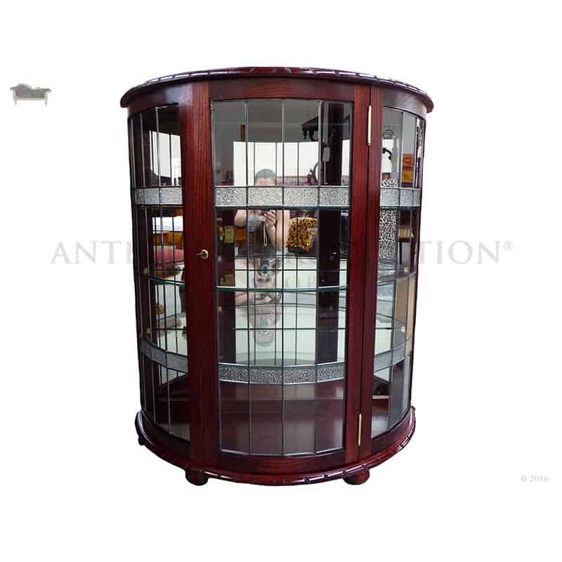 Tasmanian Oak Crystal Cabinet Half Round Leadlight Mahogany