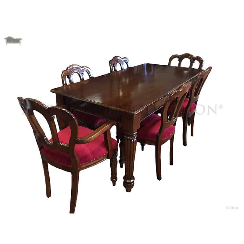 Victorian Dutch Fluted Leg Dining Table, Victorian Style Dining Table And Chairs