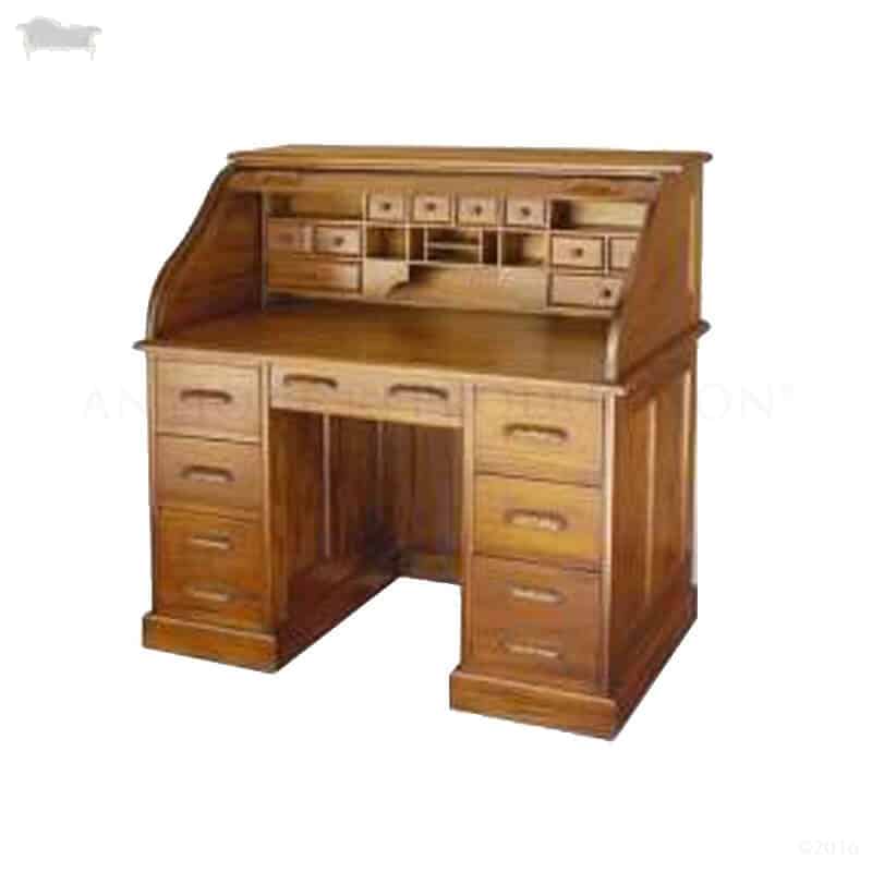 Traditional American Reproduction Roll Top Desk Mahogany Antique