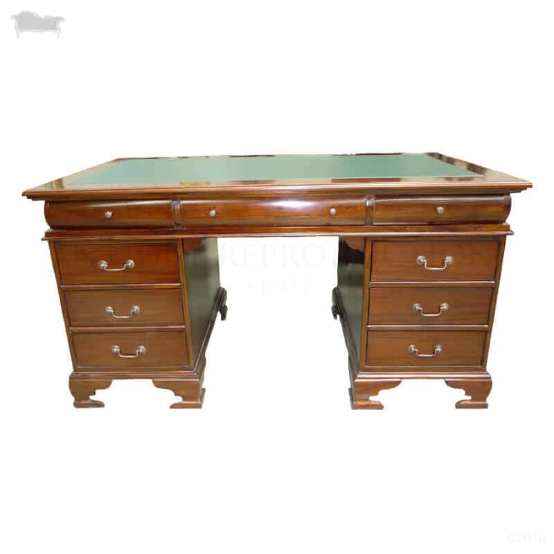 Writing Office Desk Lombardo 150cm Antique Reproduction With Green writing-office-desk-lombardo-150cm-antique-reproduction-with- - Writing Office Desk Lombardo 150cm Antique Reproduction With Green