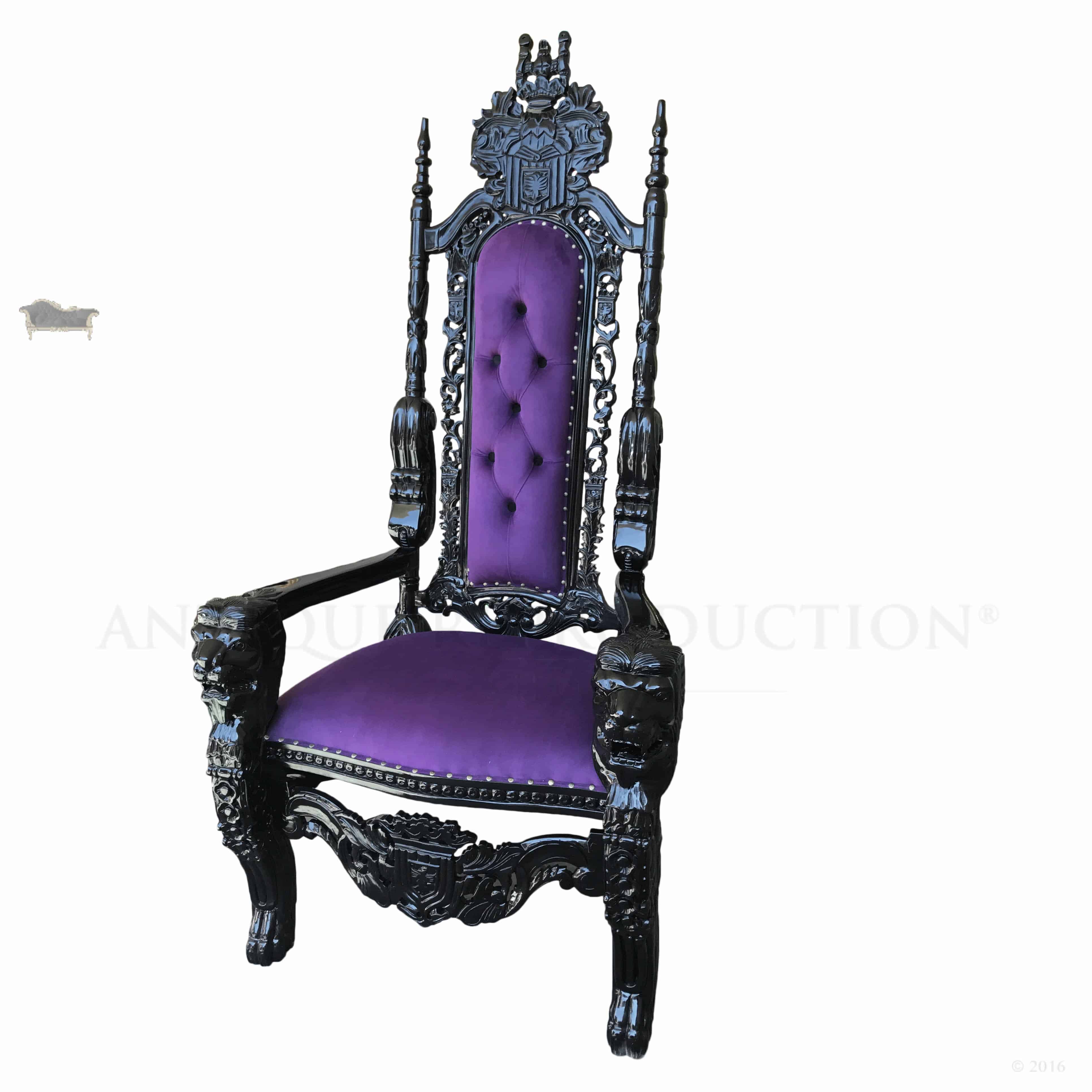 purple gothic throne chair  antique reproduction shop