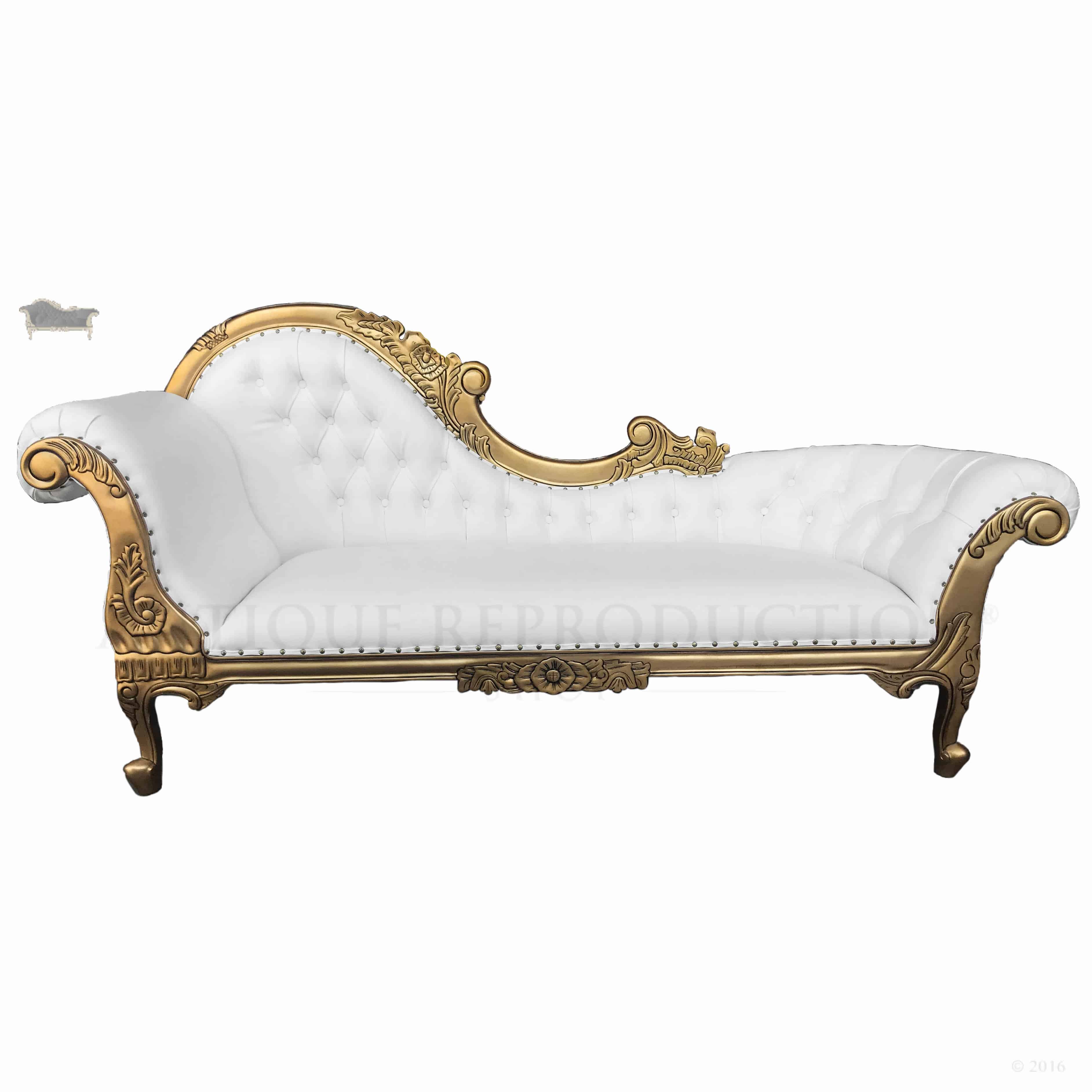 Chaise Lounge French Provincial Gold And White Antique