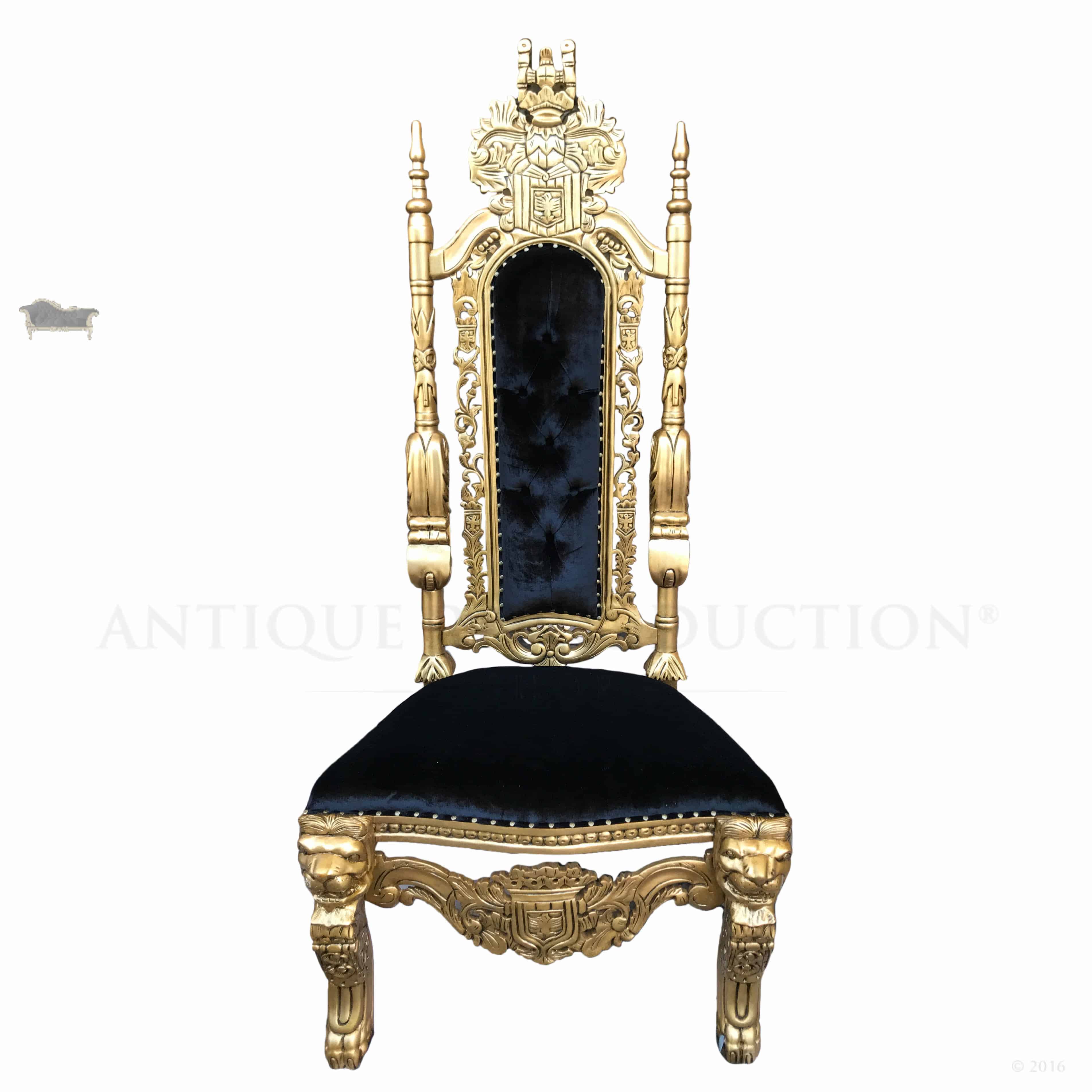 Black With Antique Gold Lion King Throne Chair Antique Reproduction Shop