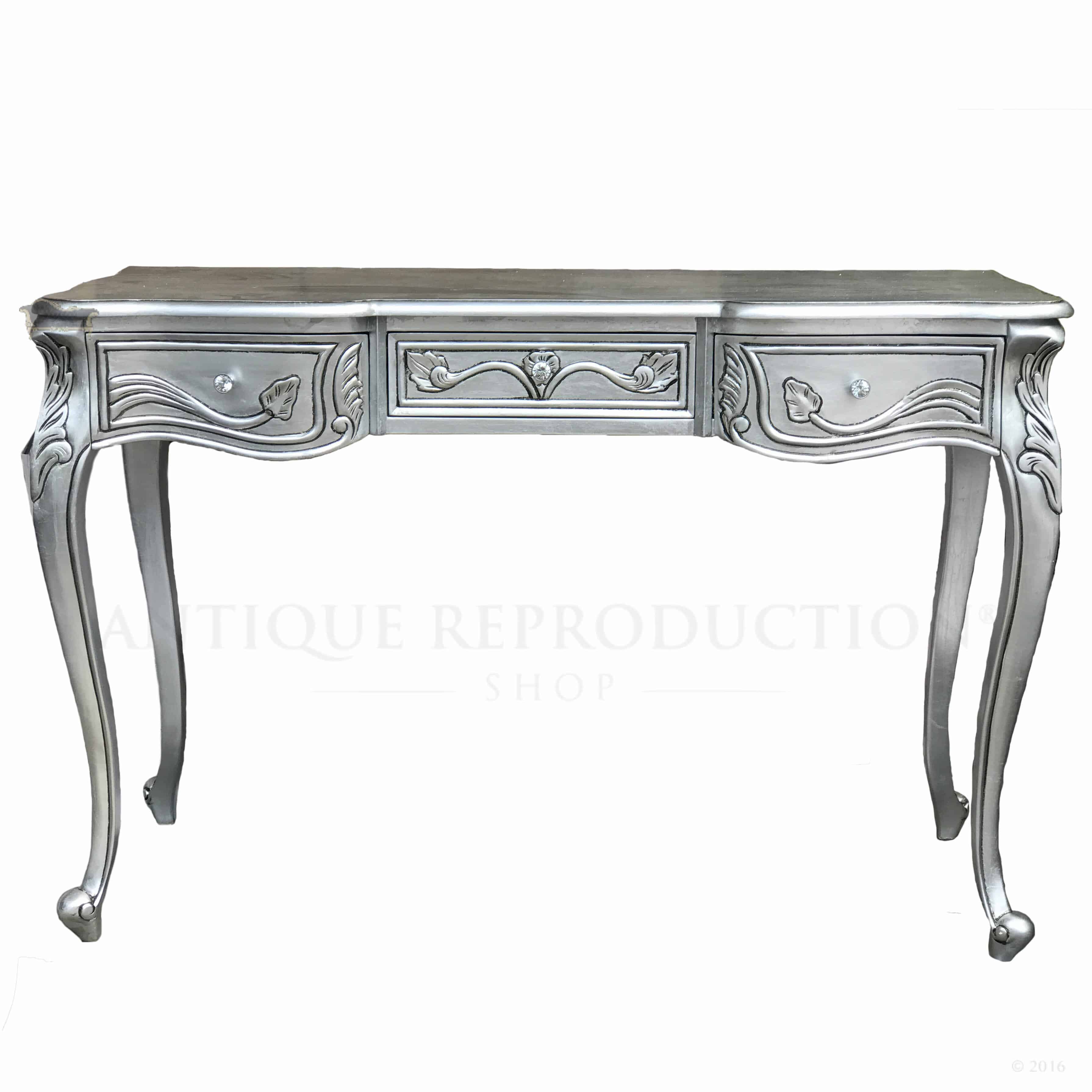 French Provincial Louis Console Table Or Desk Antique Silver With
