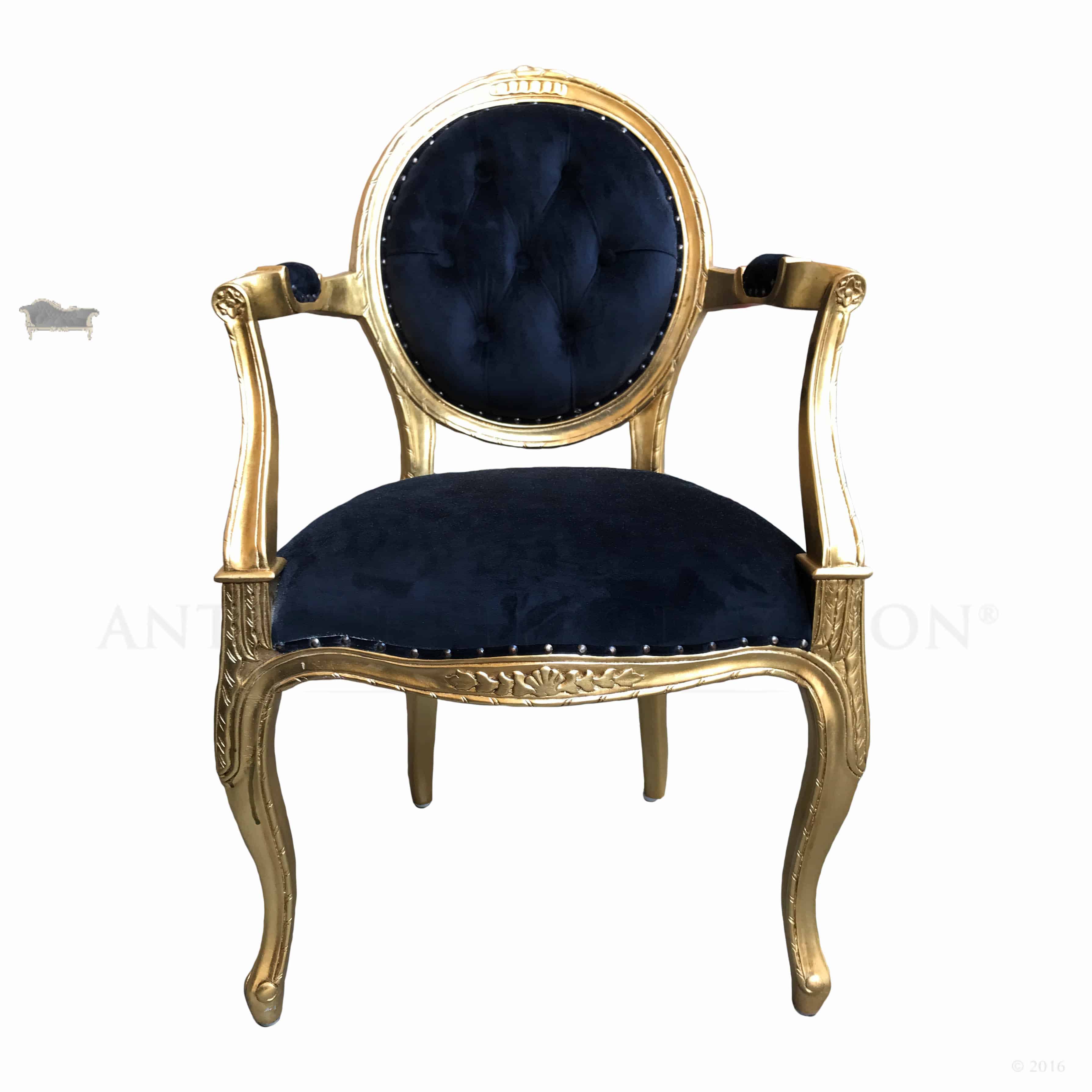 queen anne french oval carver chair antique gold finish